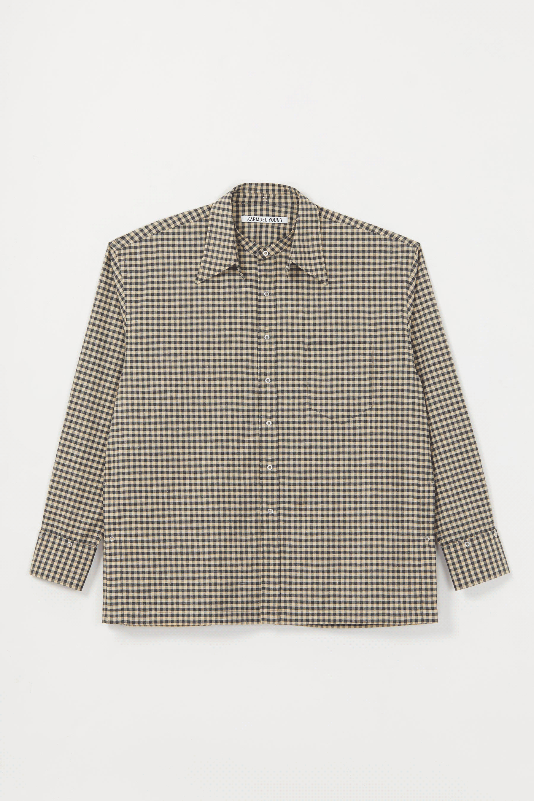 Yellow Check Square Snap Off Shirt