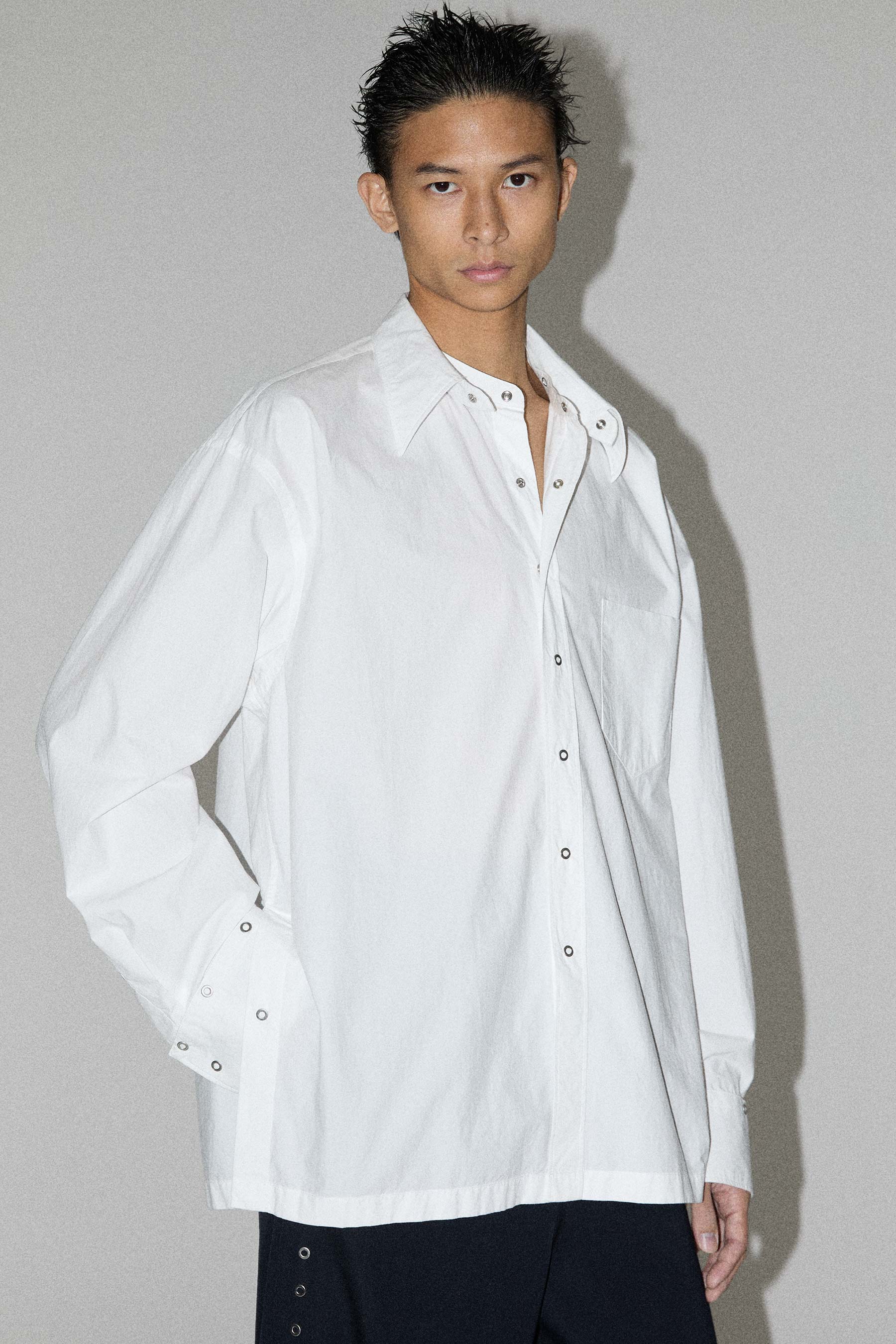 White Square Snap Off Shirt