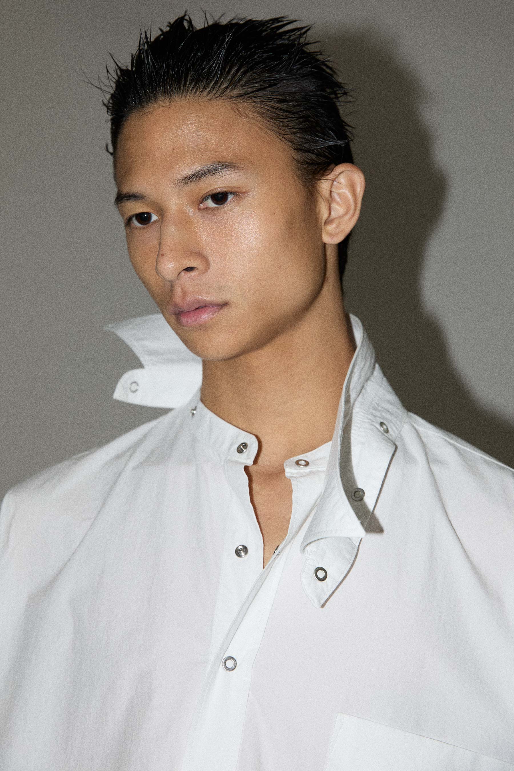 White Square Snap Off Shirt