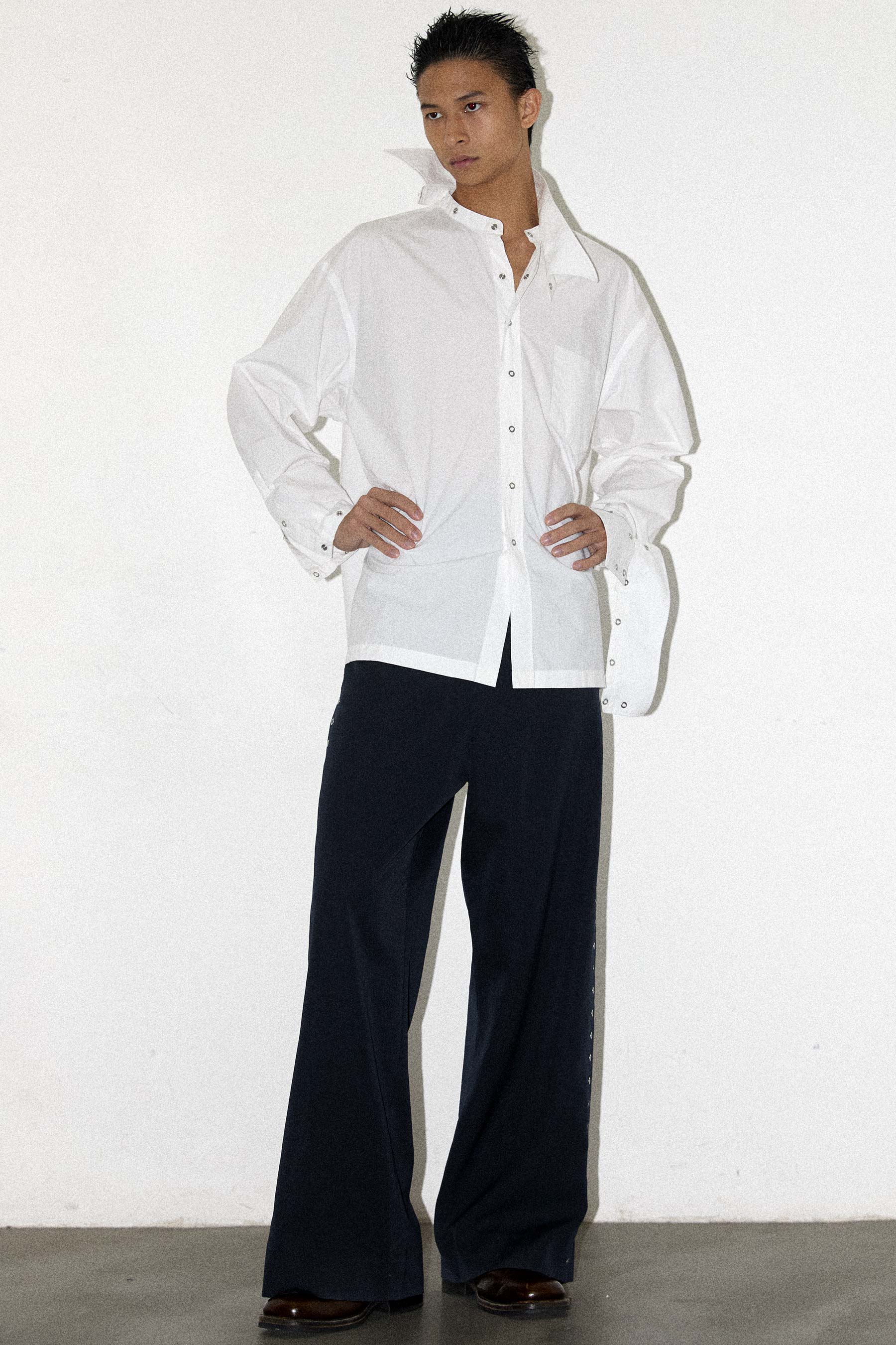 White Square Snap Off Shirt
