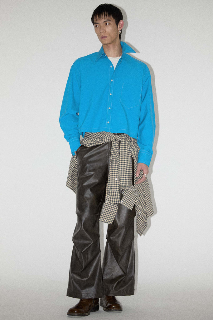 Blue Square Cropped Shirt