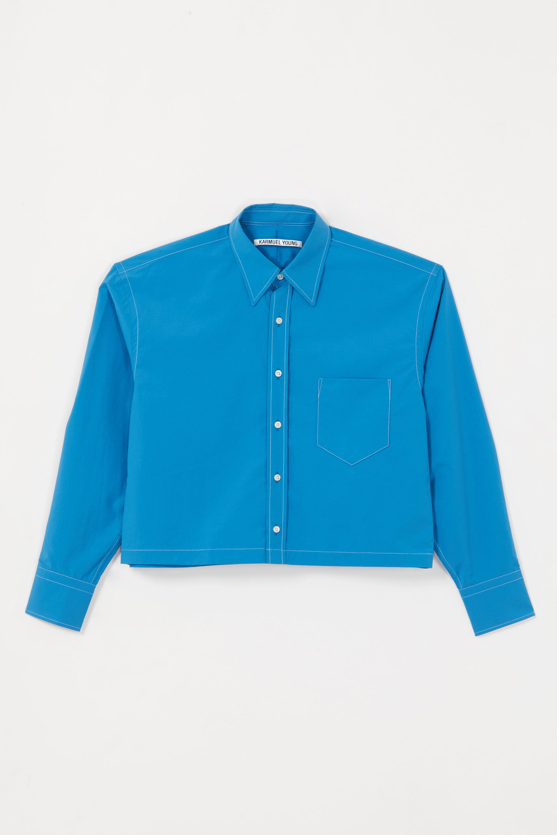 Blue Square Cropped Shirt