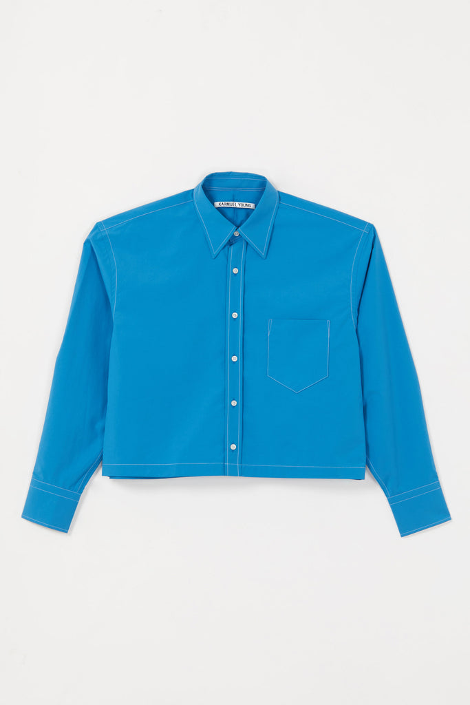 Blue Square Cropped Shirt