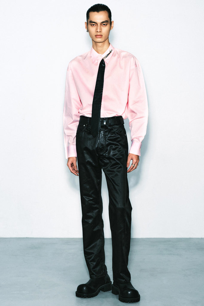 Pink Cotton Bold Trapezium XY-plane Shirt