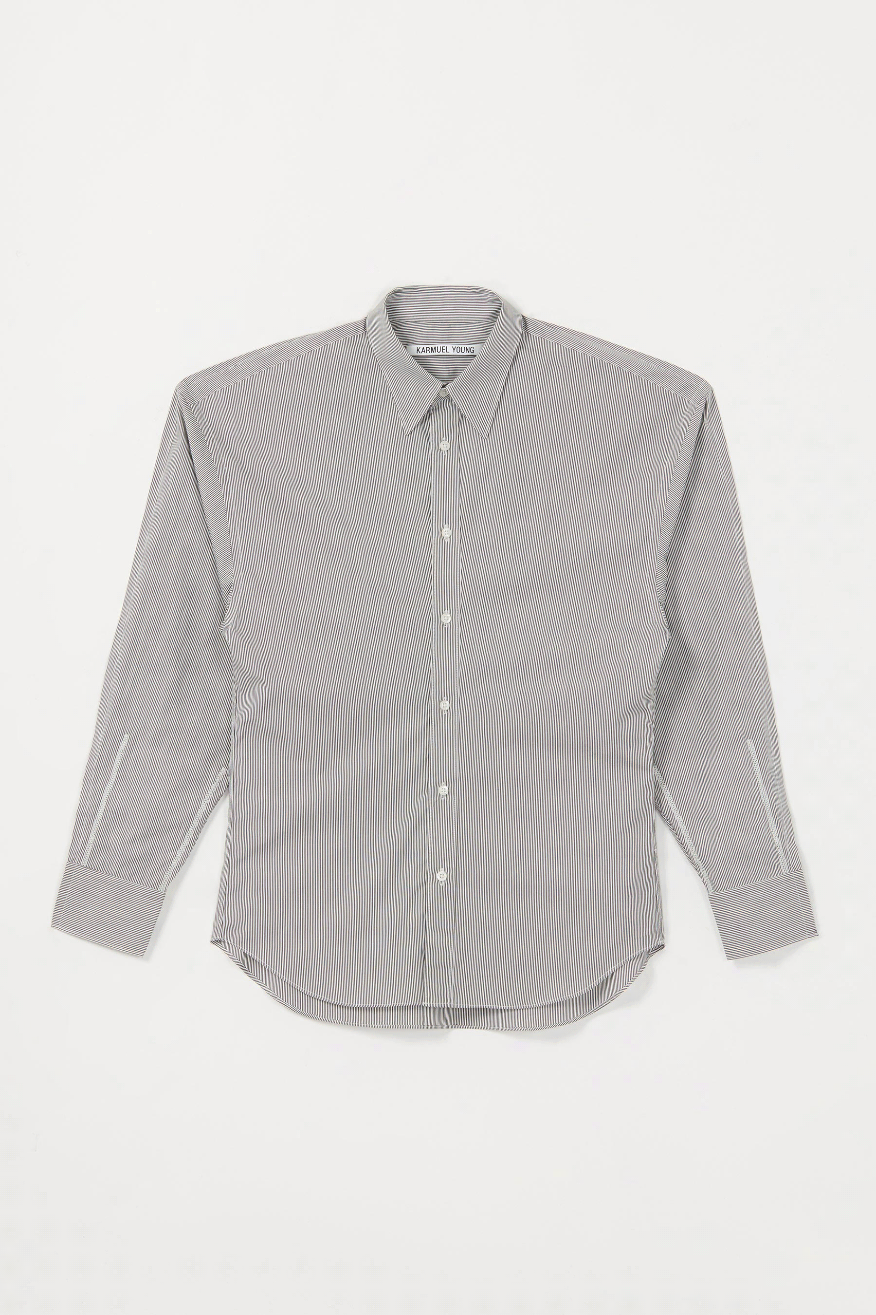 Black Stripe Trapezium XY-plane Sleeves-holder Shirt