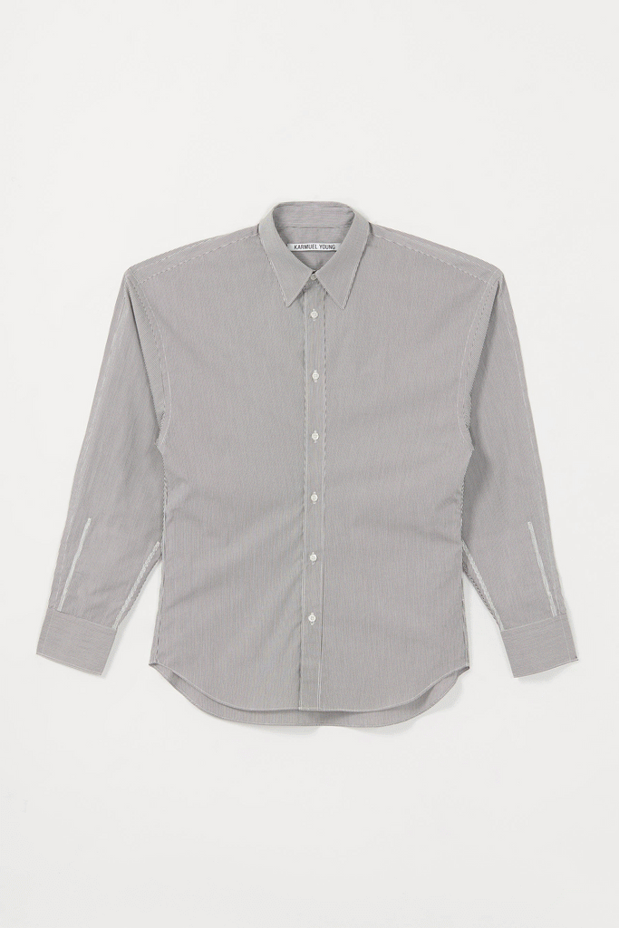Black Stripe Trapezium XY-plane Sleeves-holder Shirt