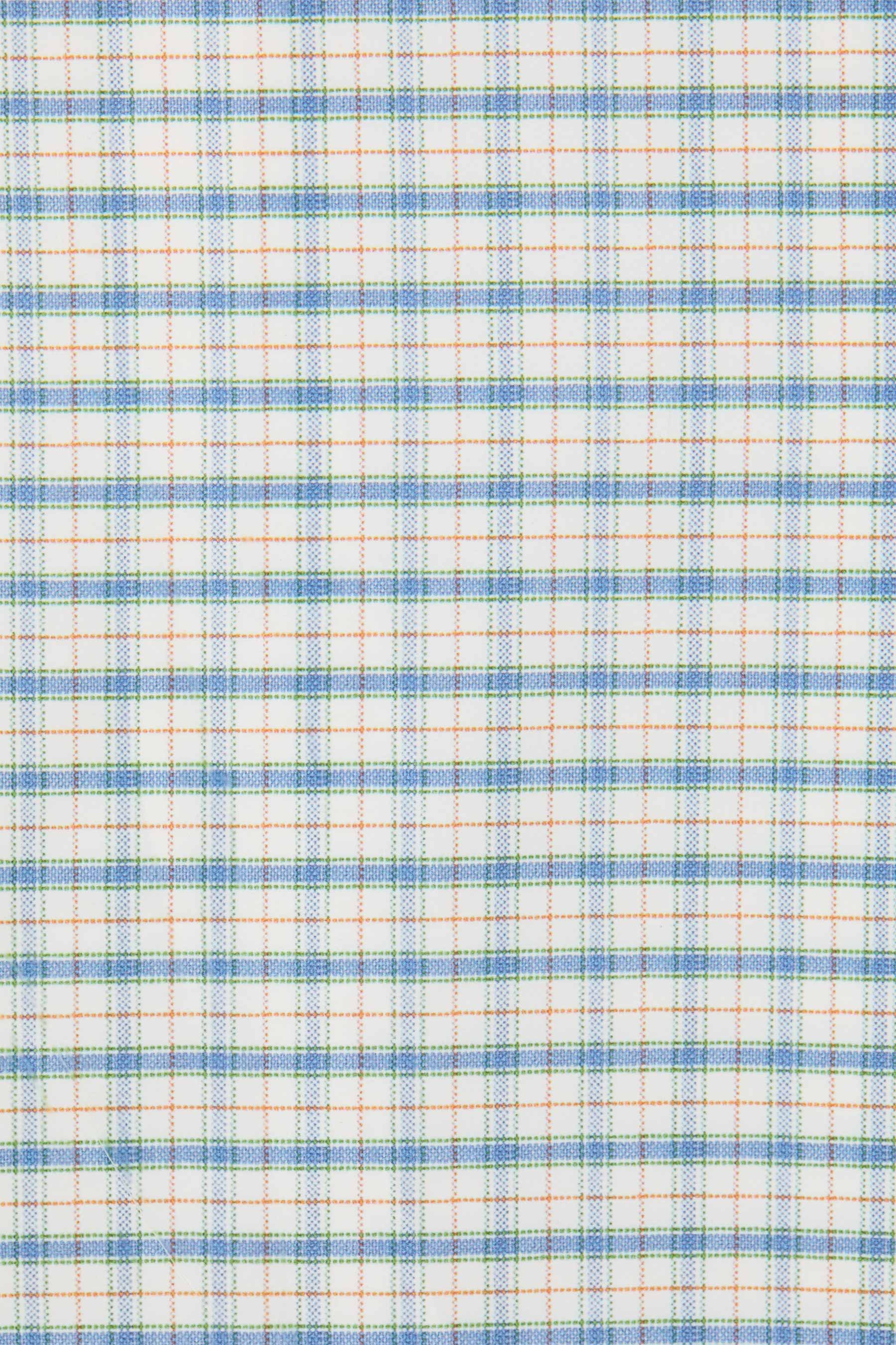 Blue Trapezium Printed Check Short Sleeved Cropped Shirt