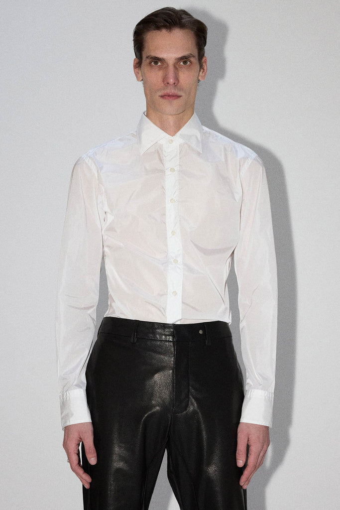 White Trapezium Nylon Dress Shirt