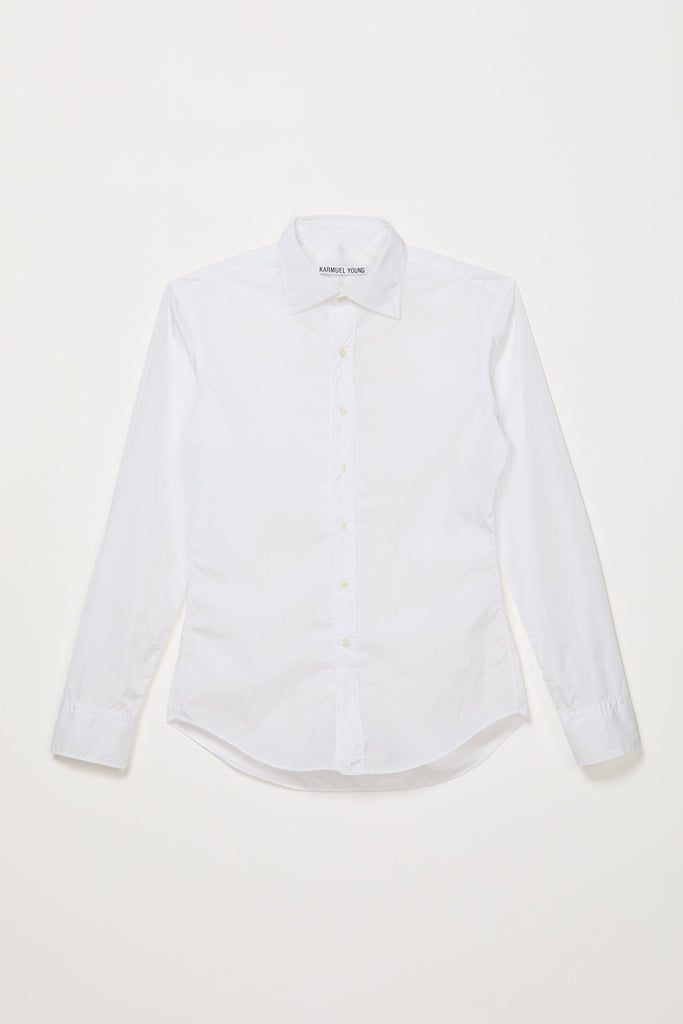 White Trapezium Nylon Dress Shirt