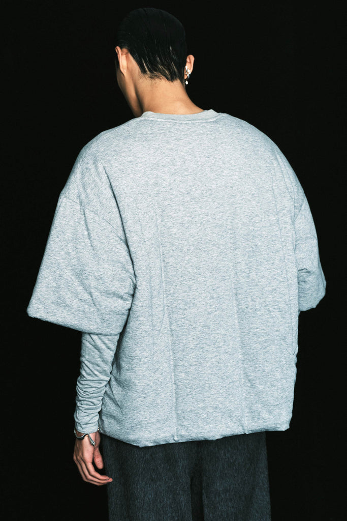 Grey Cotton Padded Cuboid T-shirt