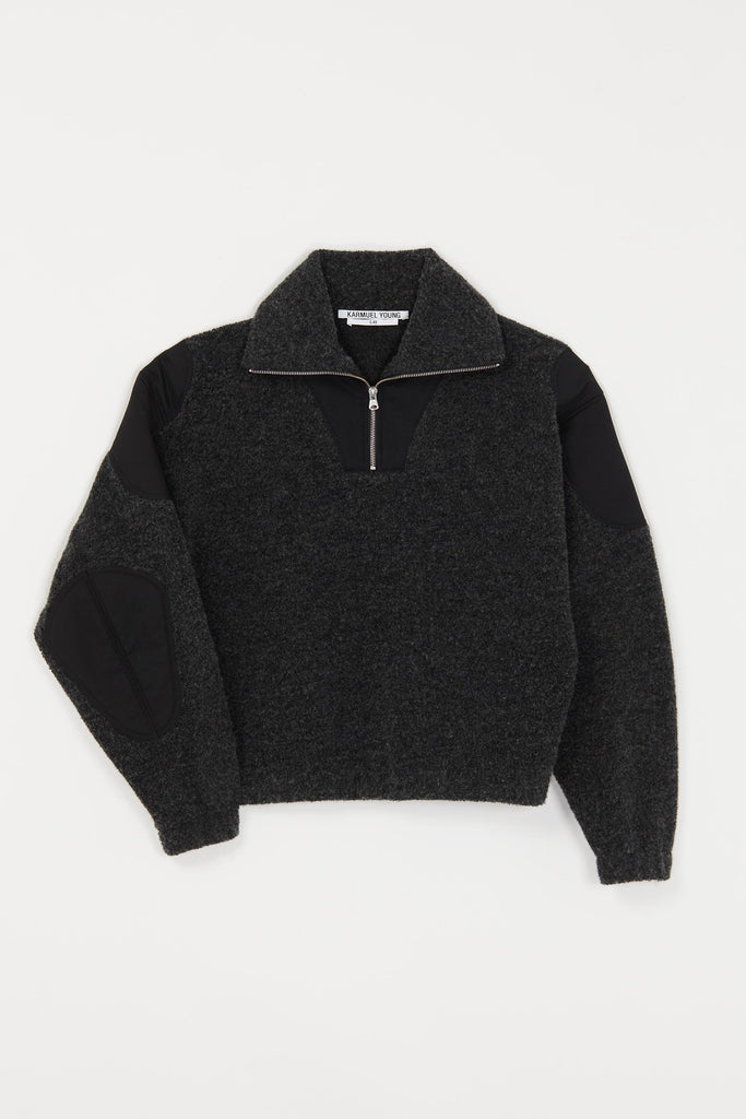 Black Strong Arm Furry Padded Zip Sweatshirt
