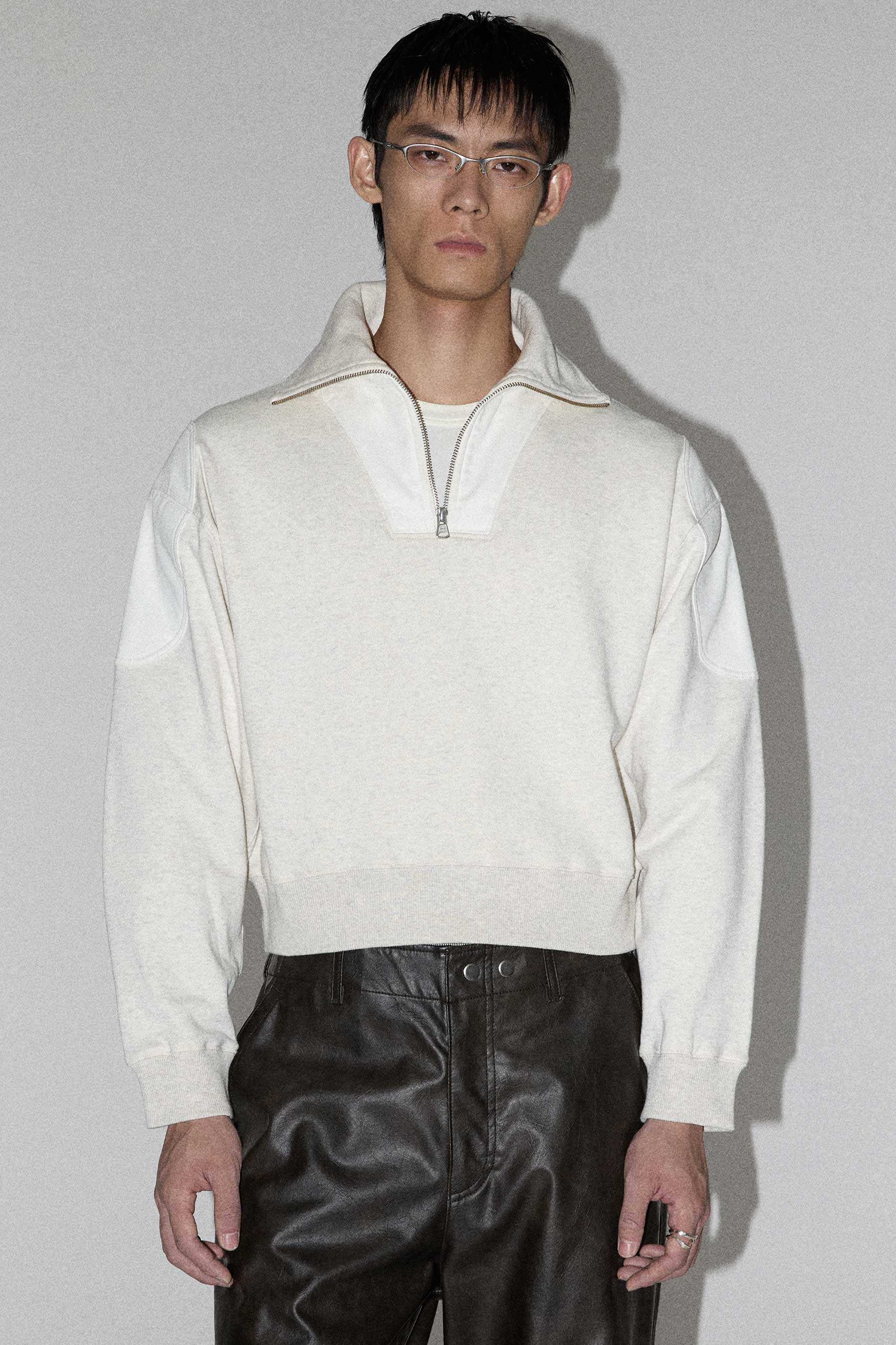 Grey Strong Arm Padded Zip Sweater