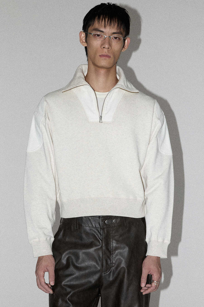 Grey Strong Arm Padded Zip Sweater