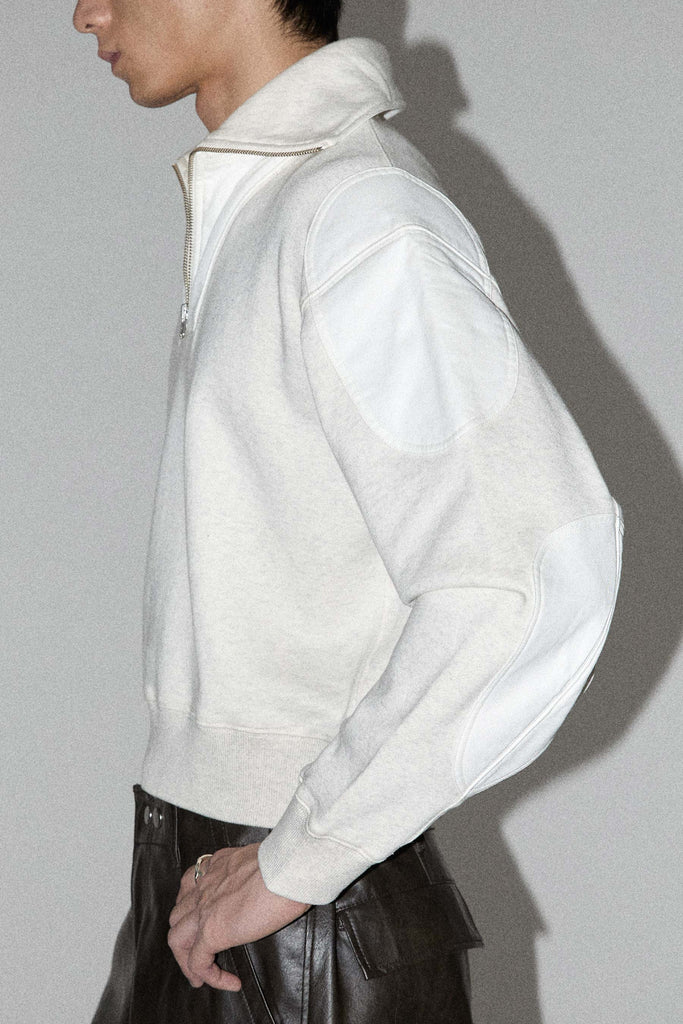 Grey Strong Arm Padded Zip Sweater