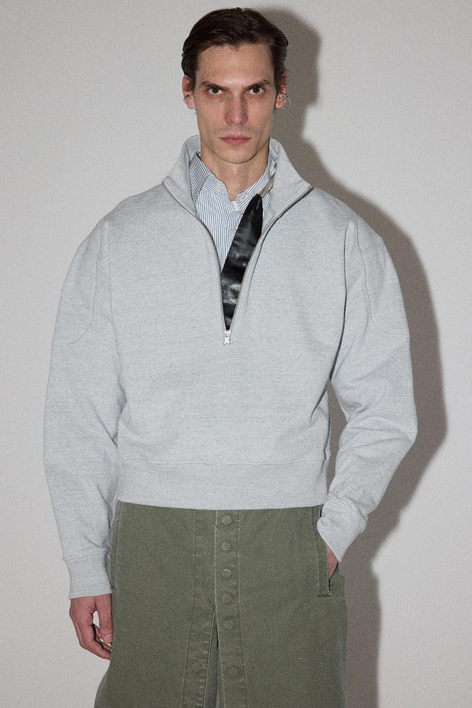 Light Grey Strong Arm Zip Neck Sweater