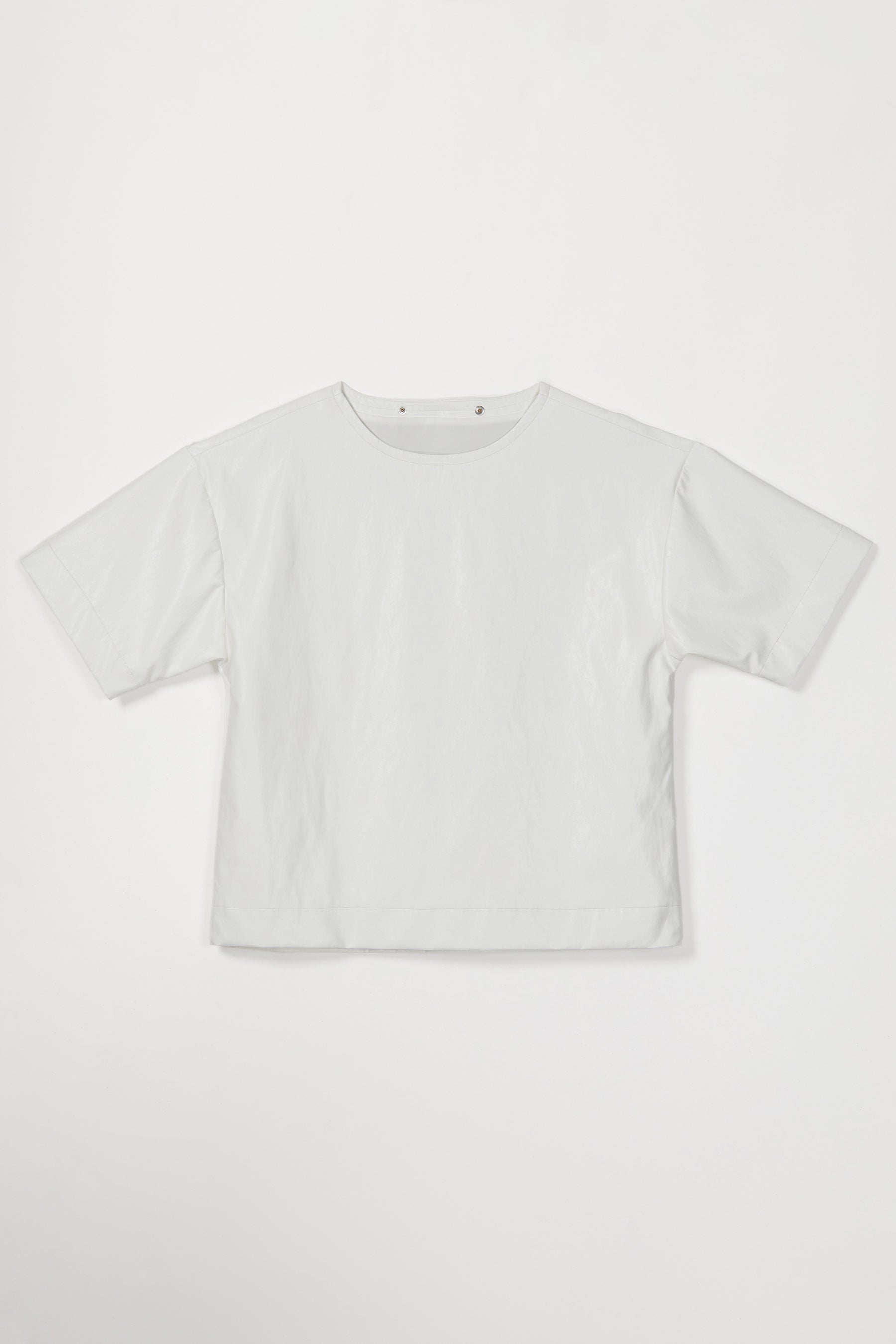White Square Alt-Leather T-shirt with Adjustable Neckline