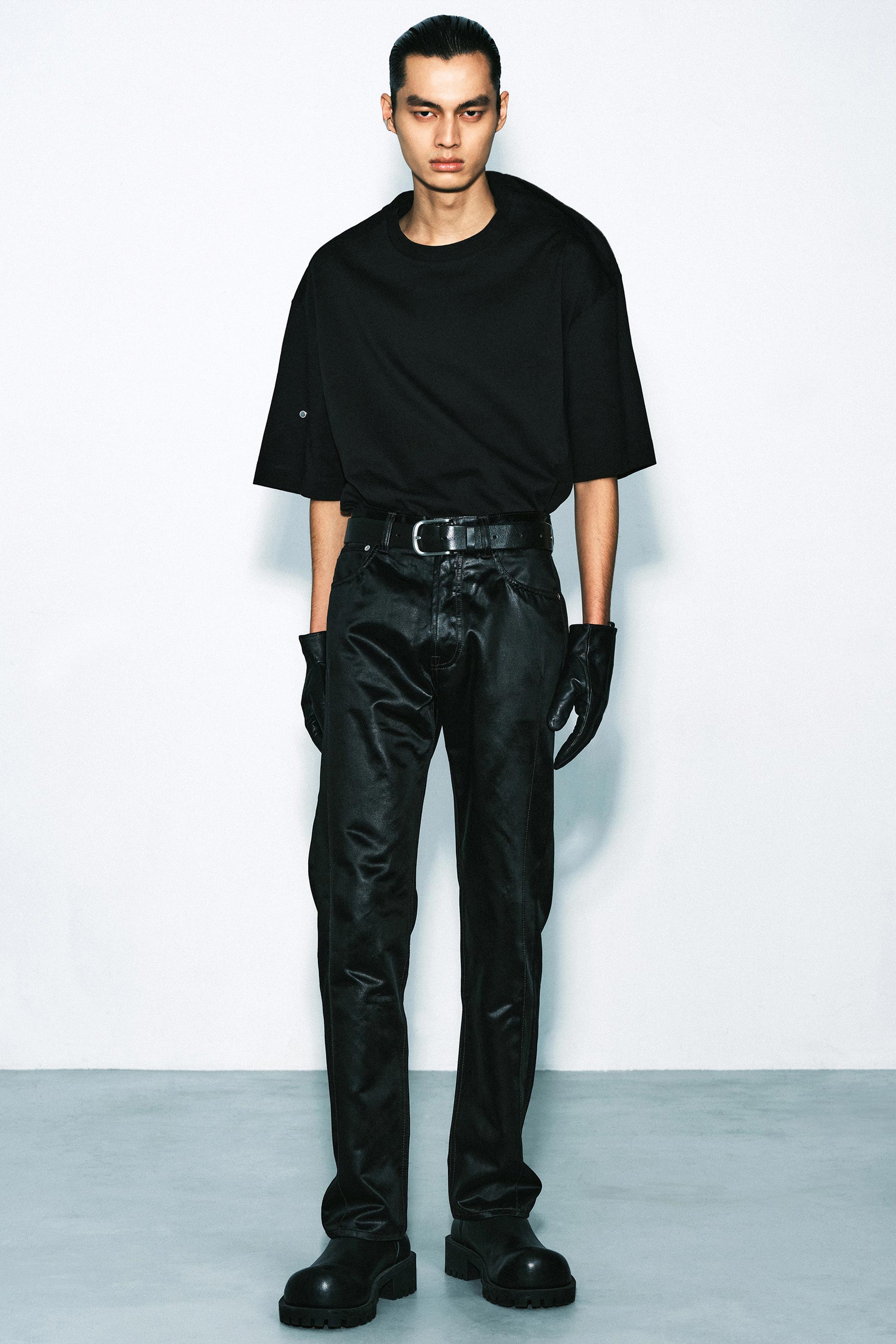 Black Cotton Square Rotated T-Shirt
