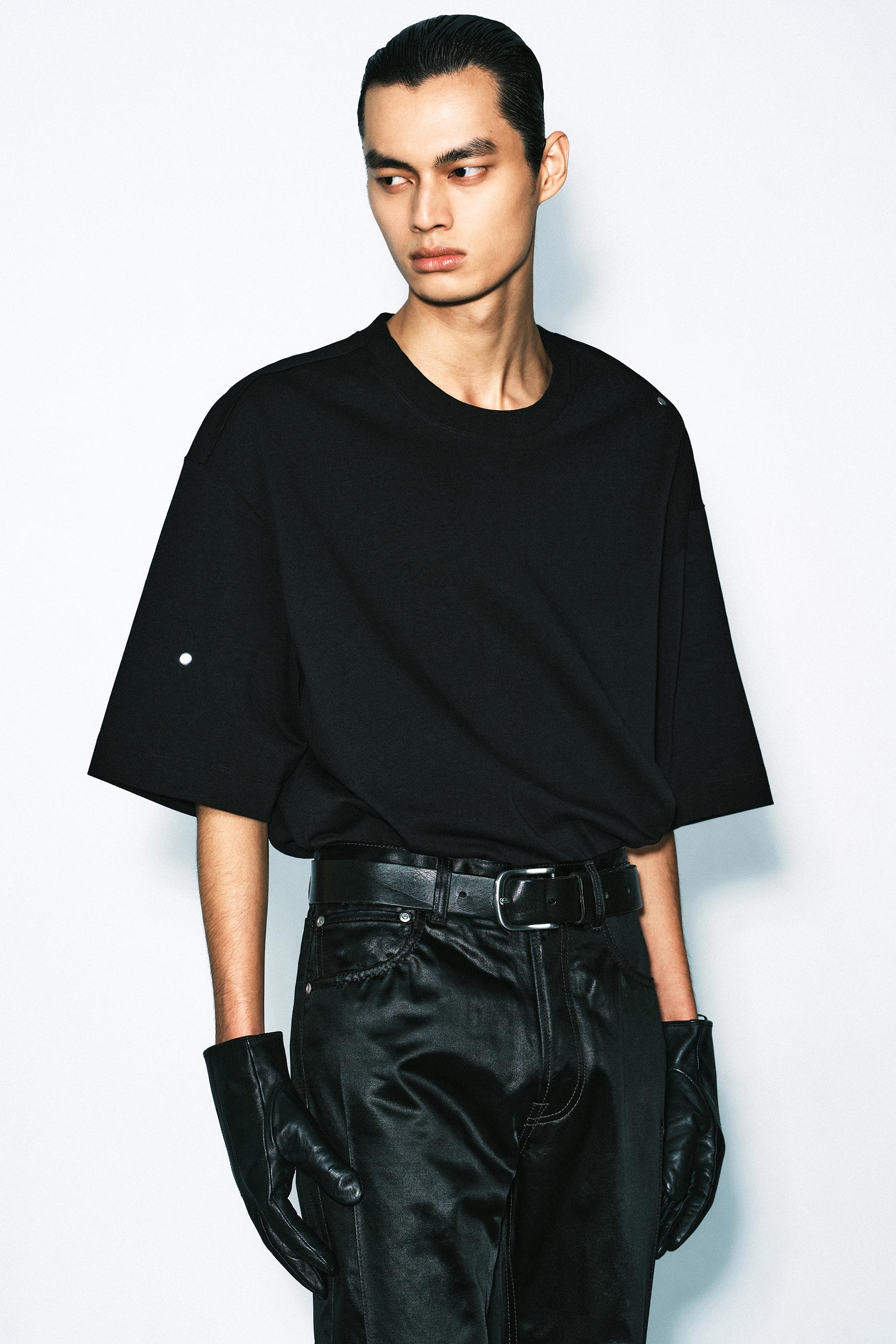 Black Cotton Square Rotated T-Shirt