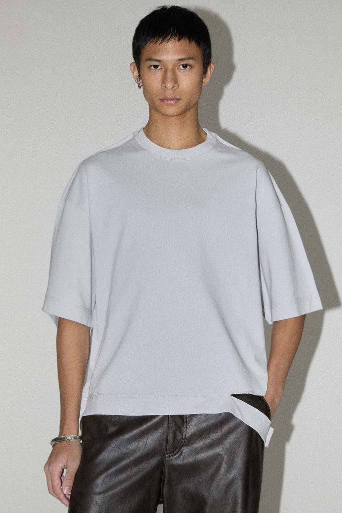 Grey Square XY-plane Cutout T-shirt