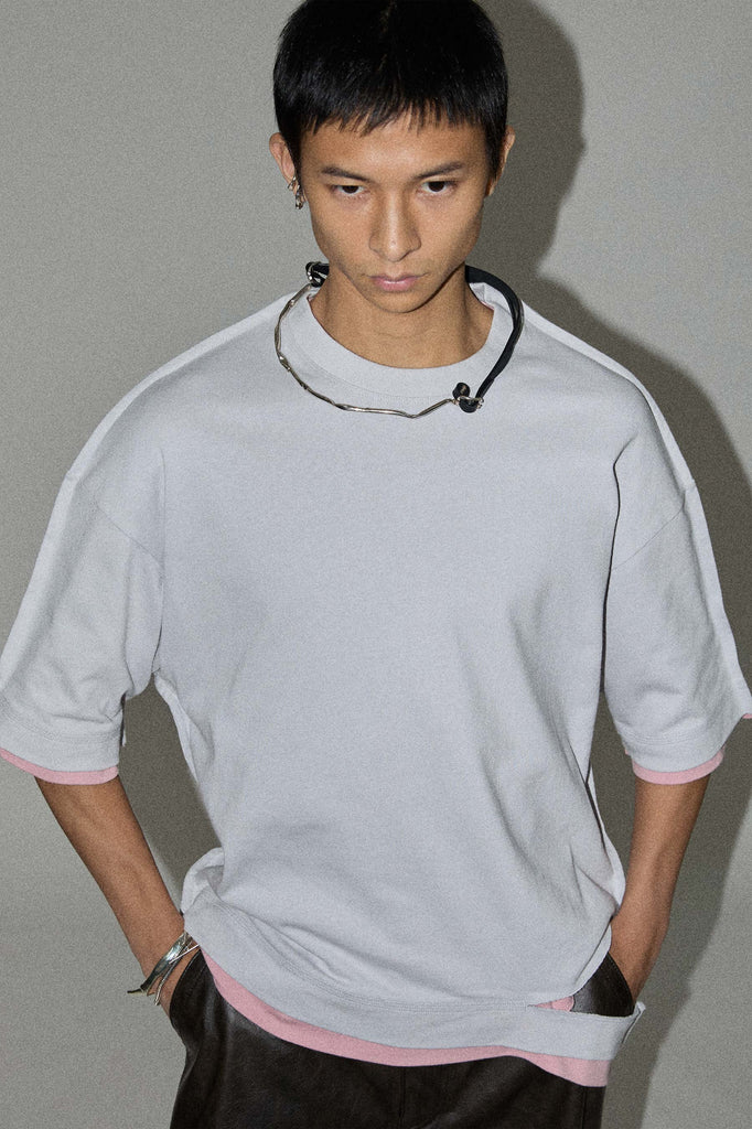 Grey Square XY-plane Cutout T-shirt