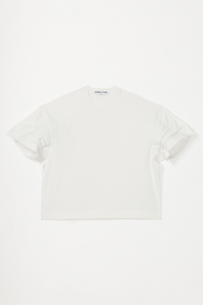 White Square XY-plane Sleeves-holder T-shirt