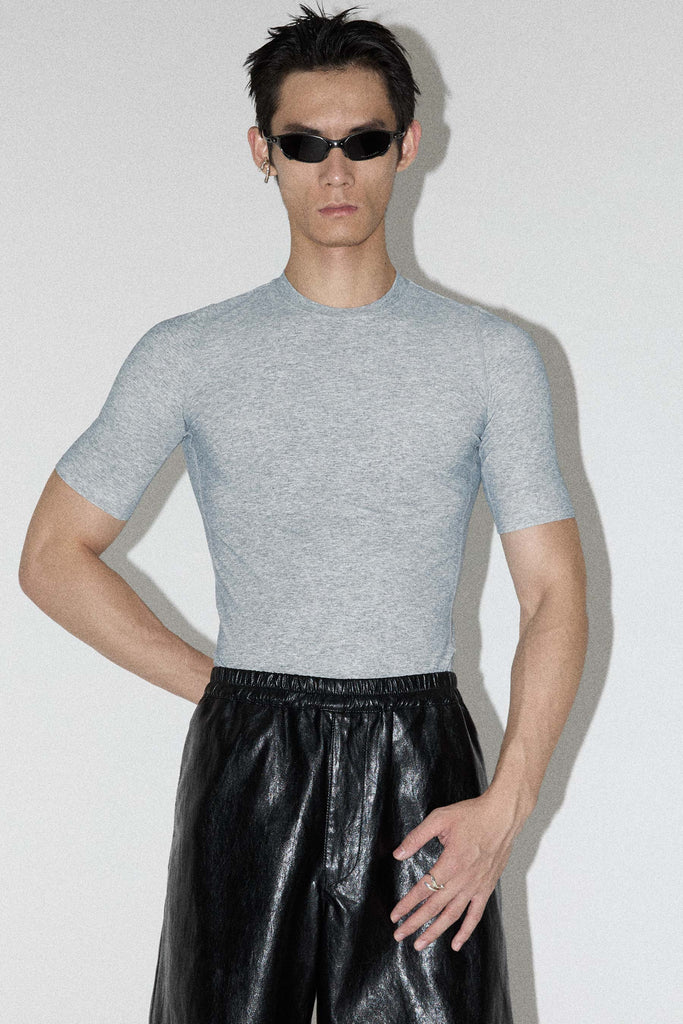 Grey Second Skin Short-sleeves Body Tight