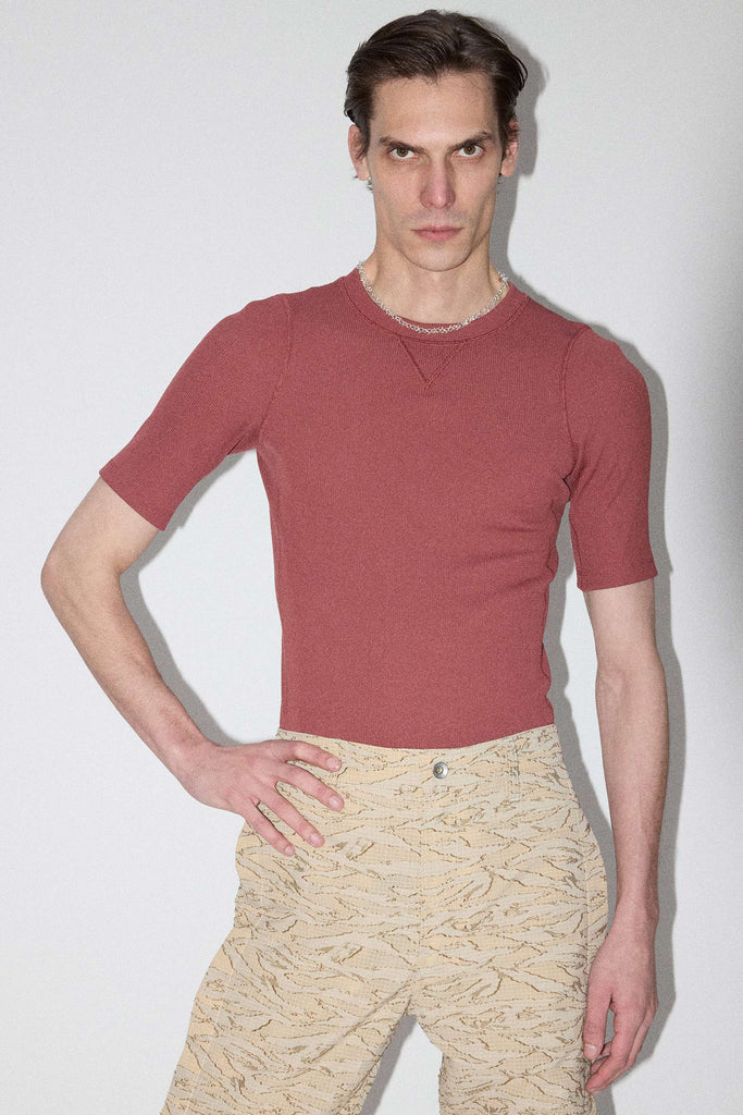 Pink Second Skin V Insert Rib T-shirt