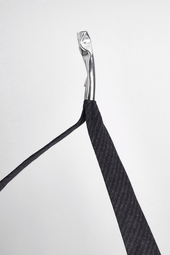 Silver Tube with Wool Stripe Tie