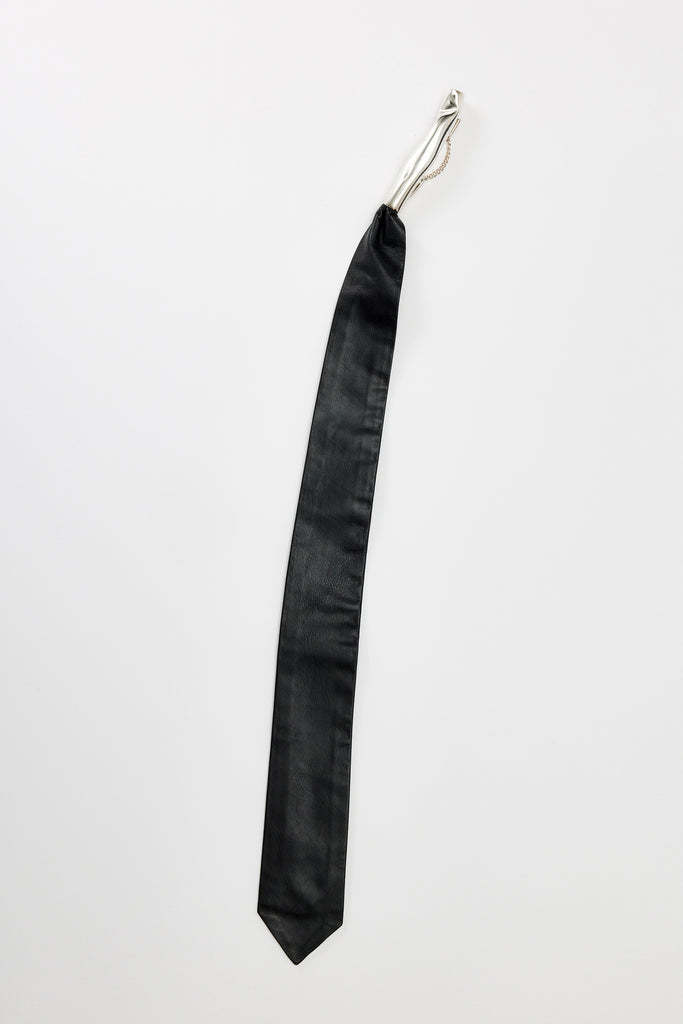 Silver Tube with Calf Leather Tie