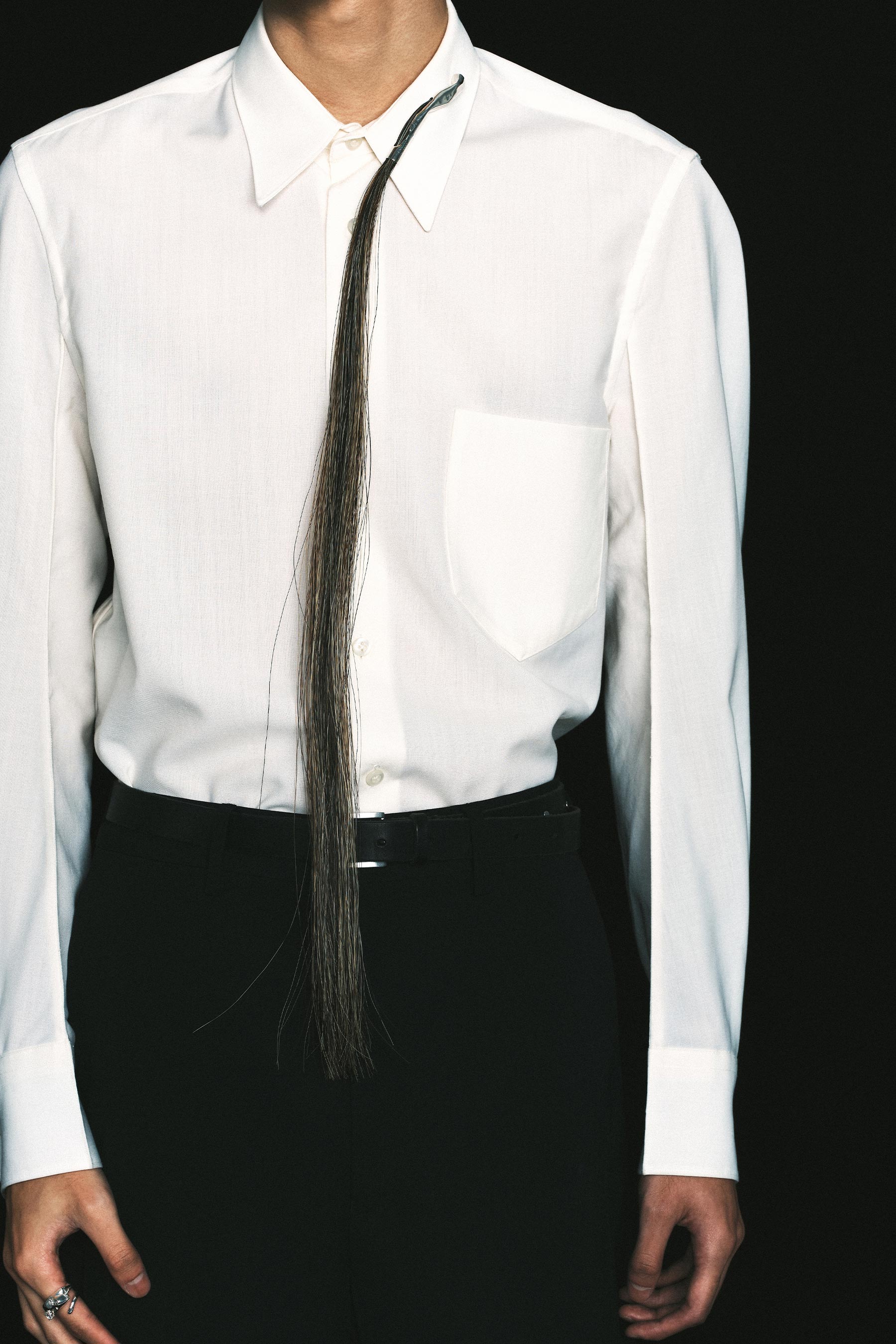 Silver Tube with Mixed Horse Tail Hair