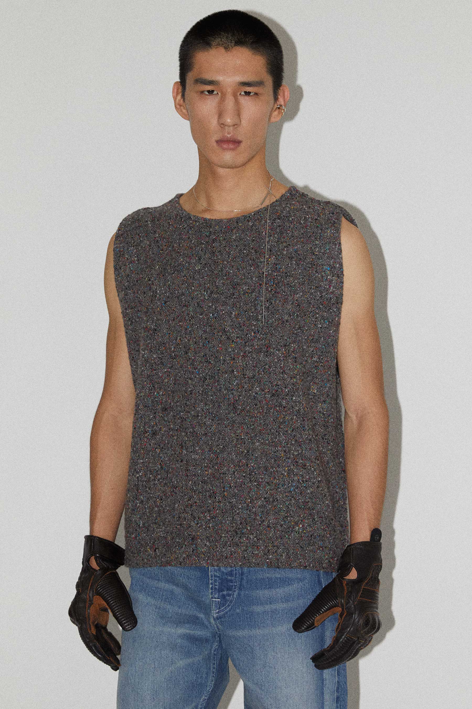 Mixed Color Wool Square Vest