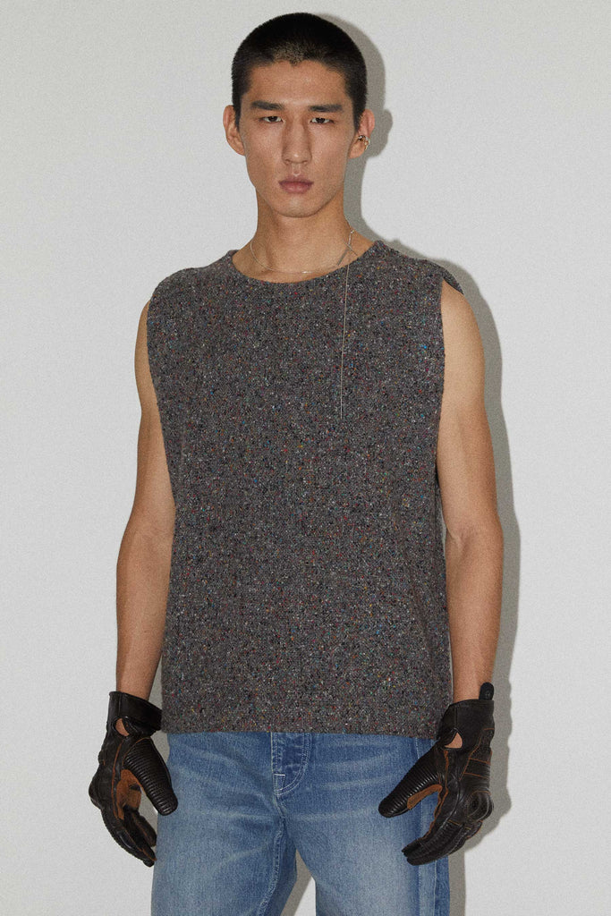 Mixed Color Wool Square Vest