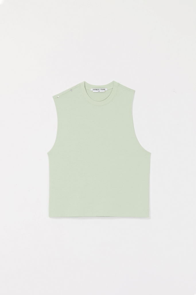 Green Asymmetric Tank Top with Adjustable Neckline