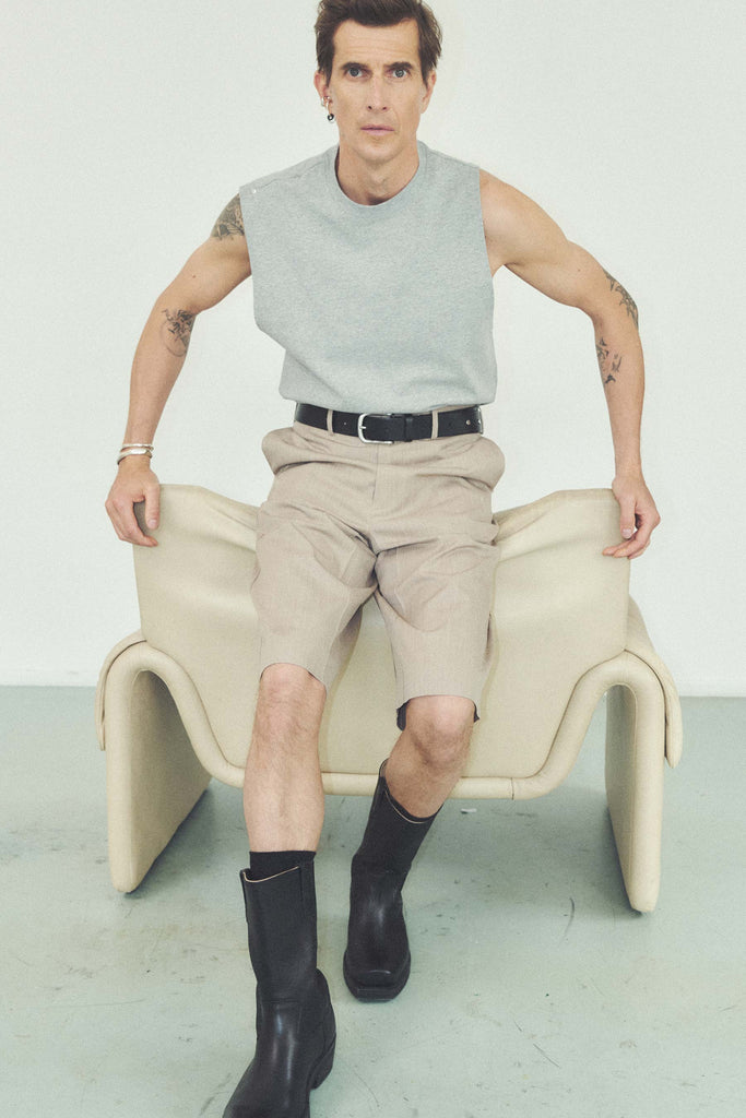 Grey Asymmetric Tank Top with Adjustable Neckline