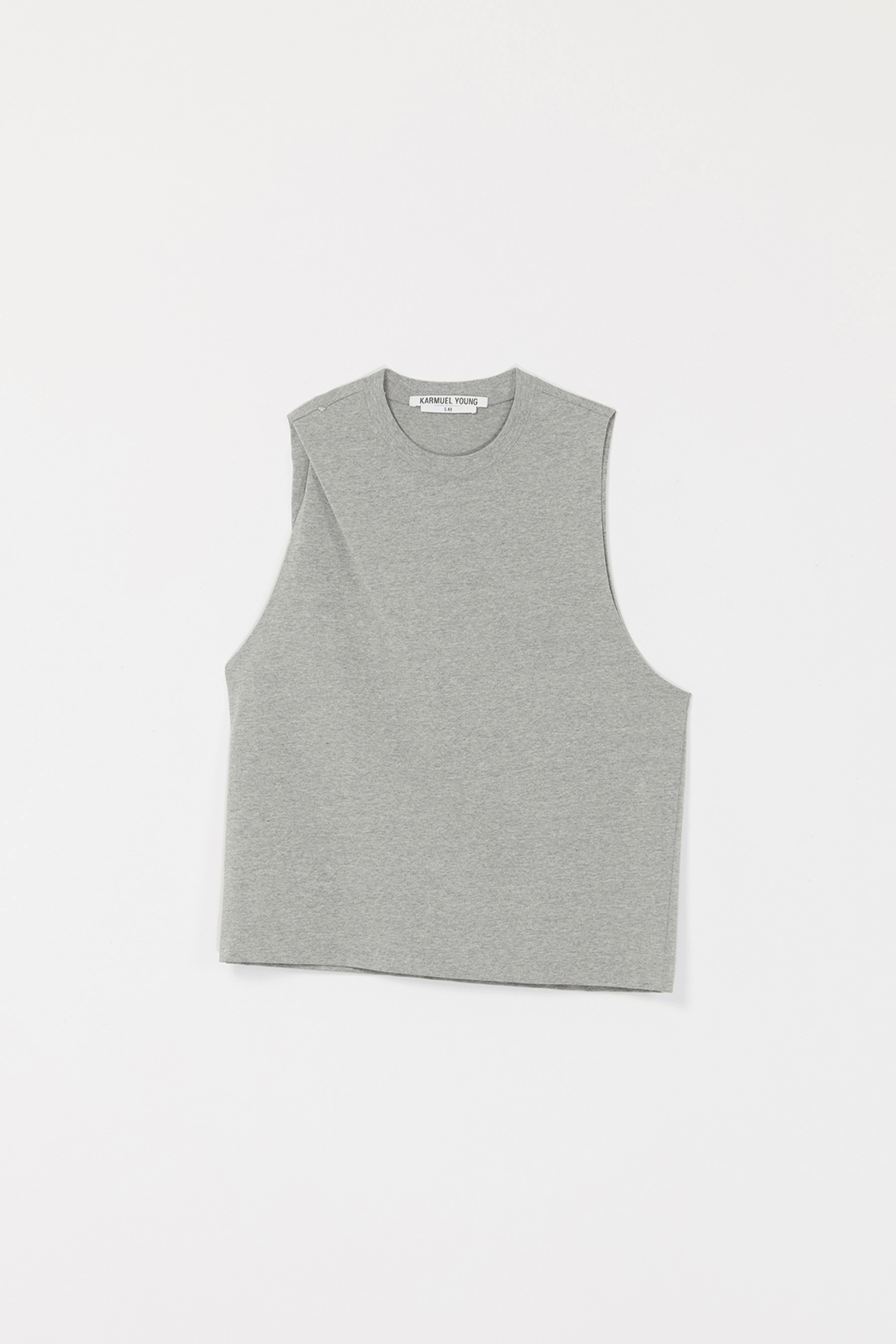 Grey Asymmetric Tank Top with Adjustable Neckline