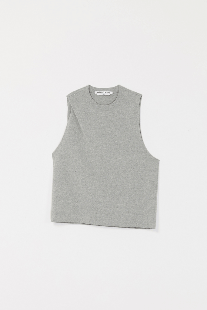 Grey Asymmetric Tank Top with Adjustable Neckline