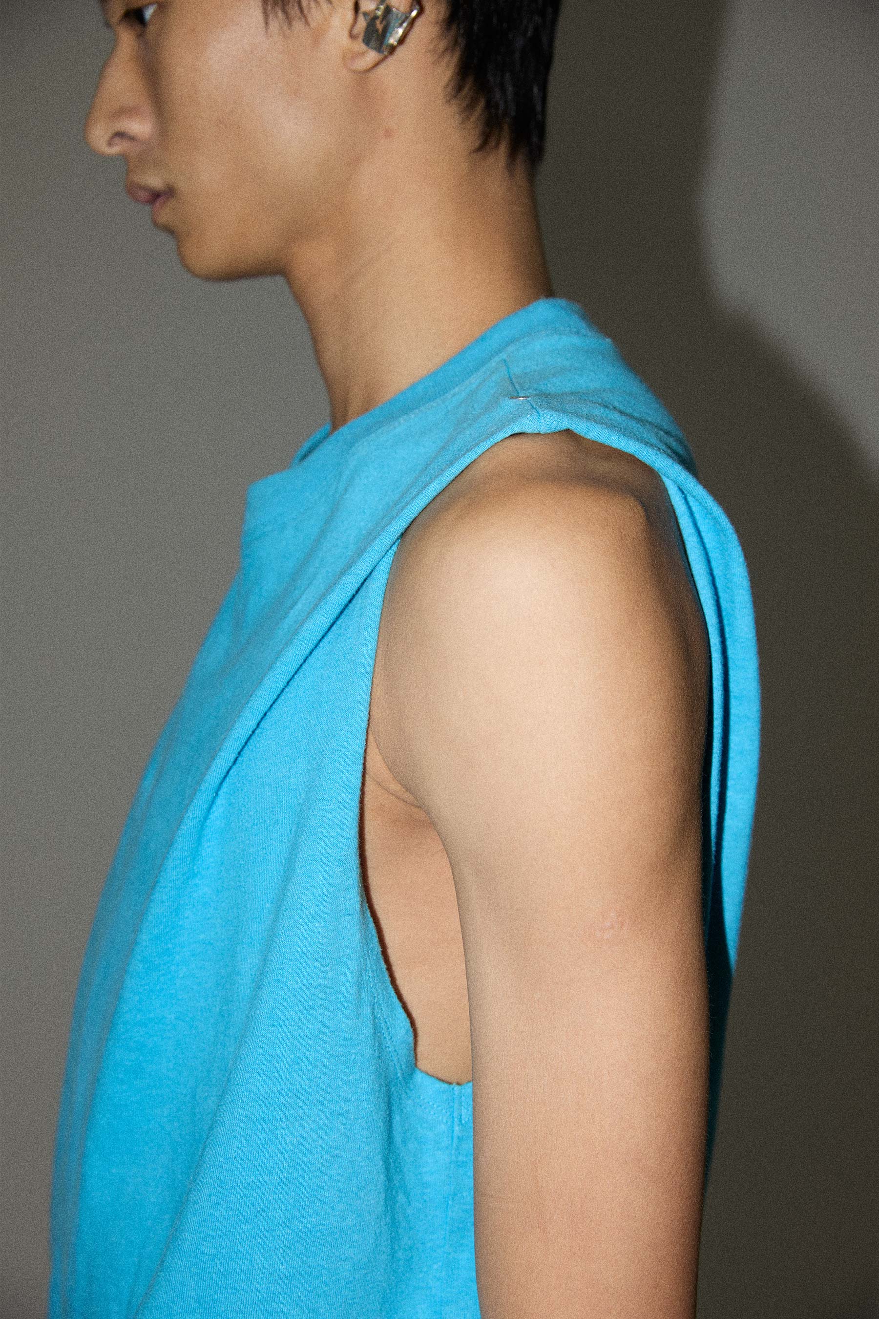 Blue Tank Top with Adjustable Shoulder line