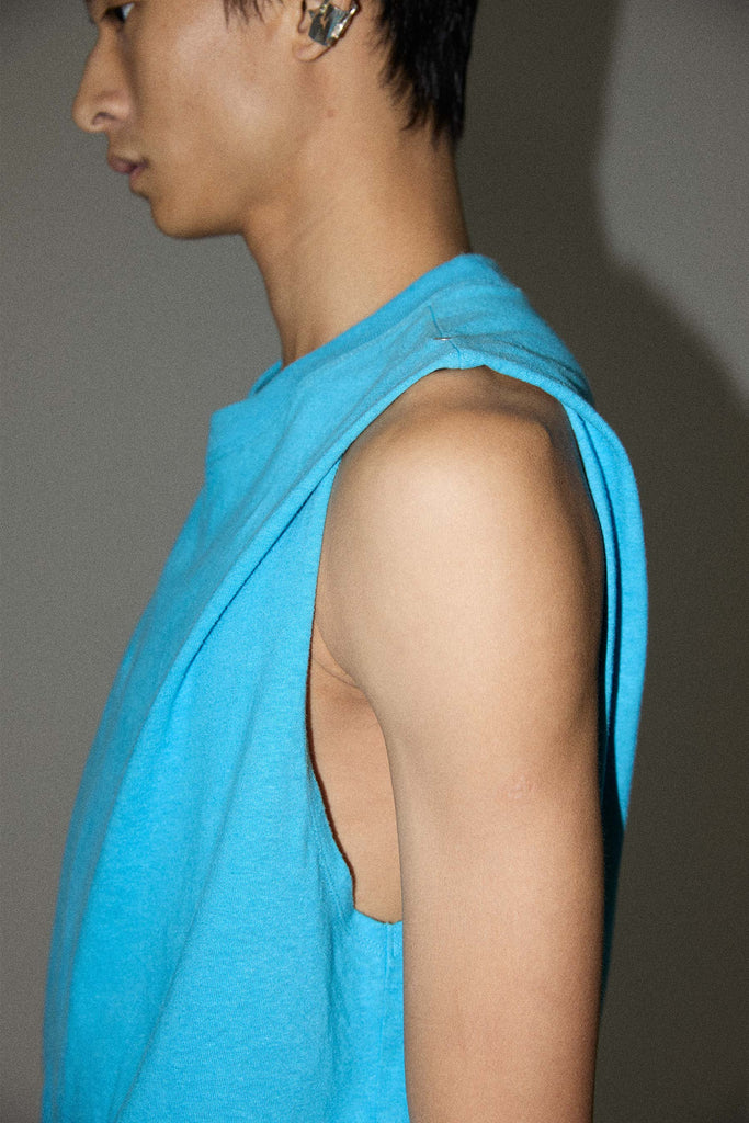 Blue Tank Top with Adjustable Shoulder line