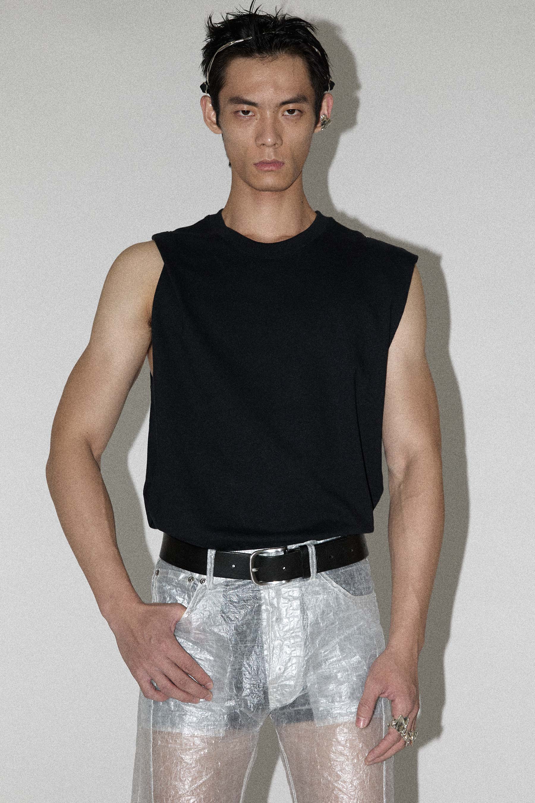 Black Tank Top with Adjustable Shoulder line