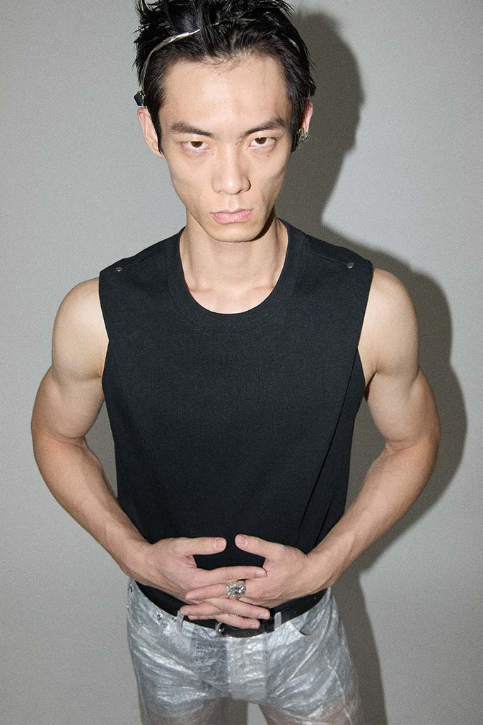 Black Tank Top with Adjustable Shoulder line