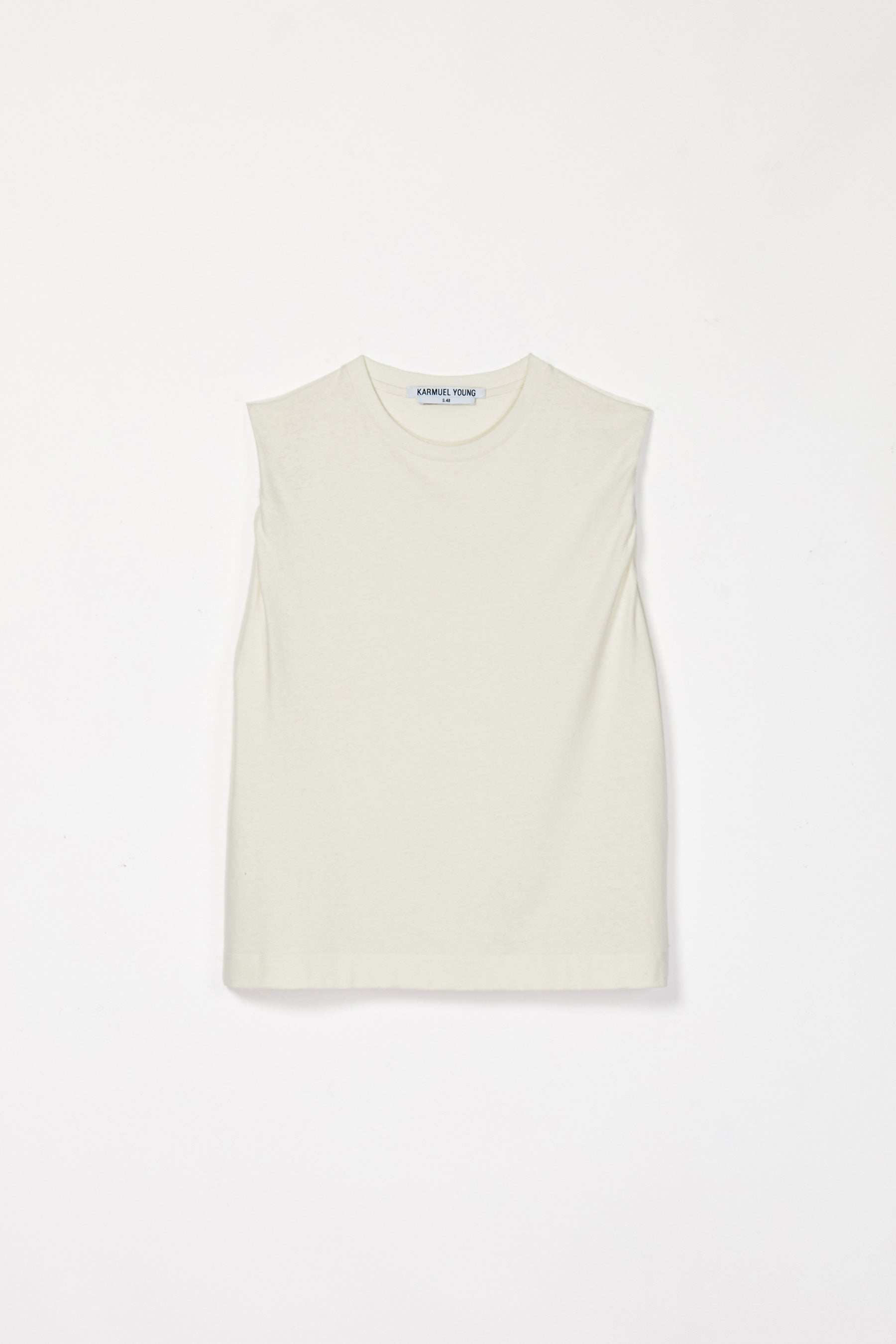 White Rolled Sleeve Shoulder Pad Tank Tops