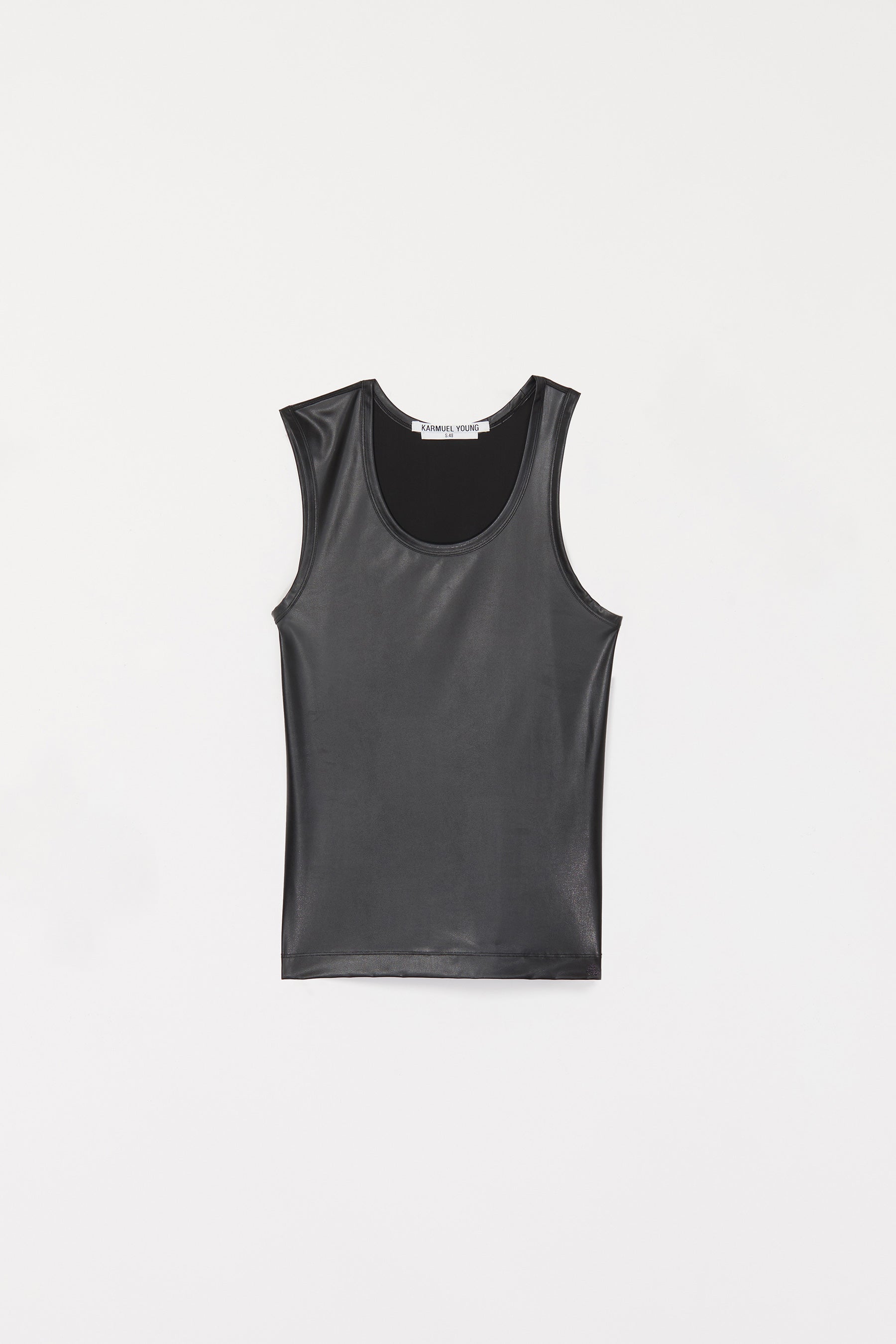 Black Faux Leather Asymmetric Tank Top