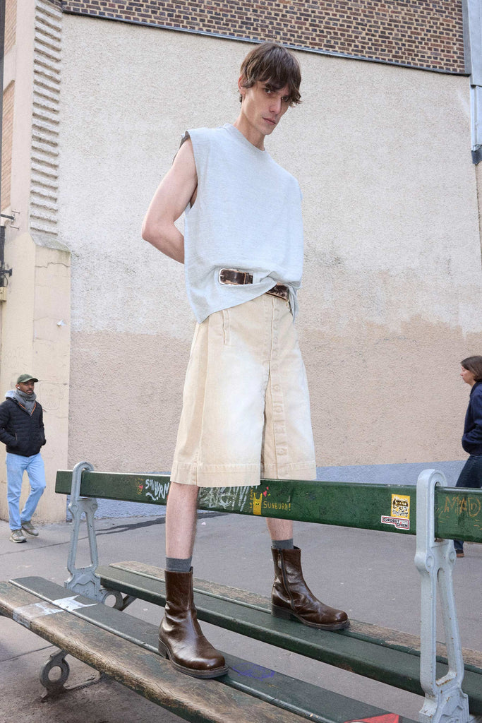Light Grey Square XY-plane Belt Tank Top