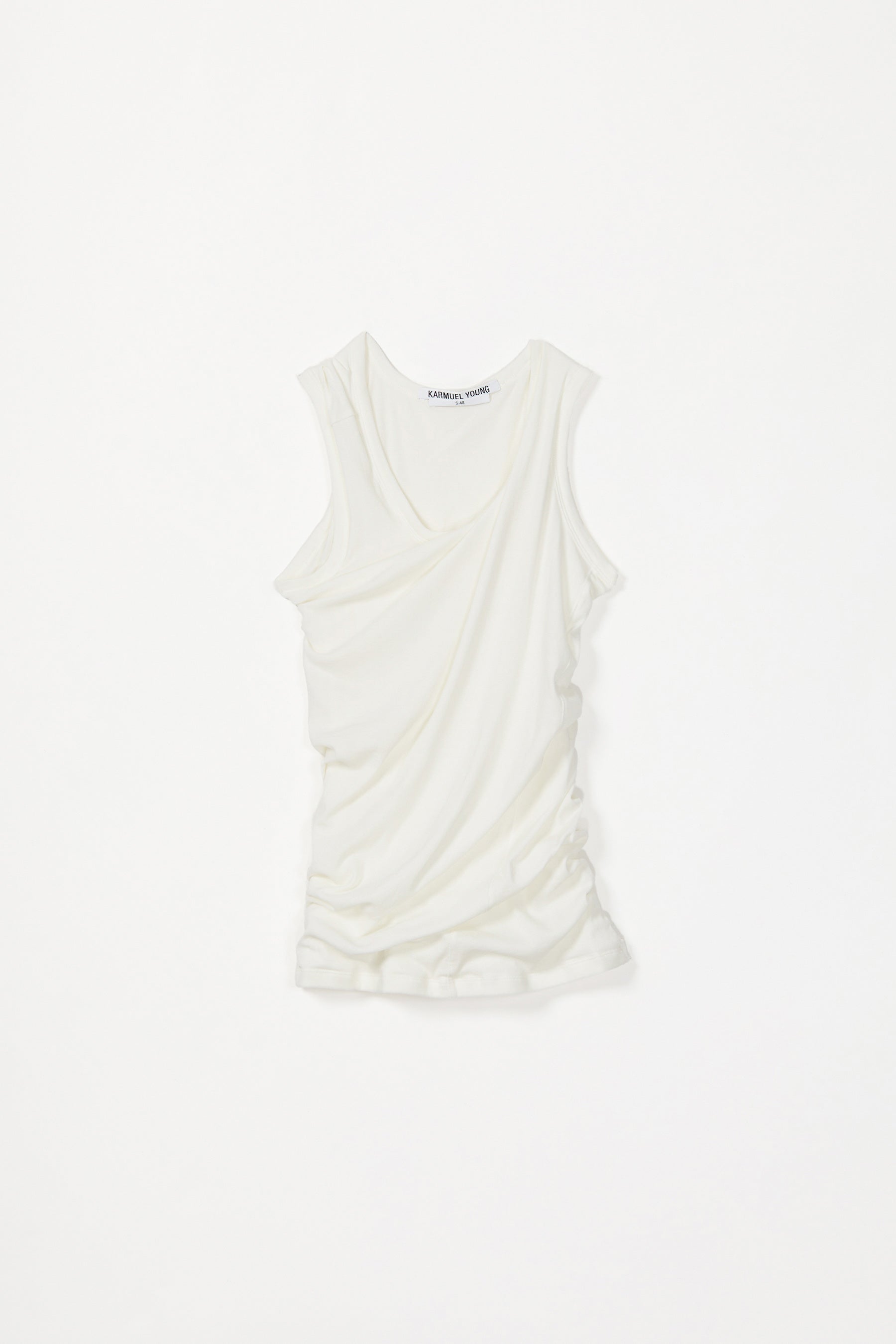 White Square Second Skin Twisted Tank Top