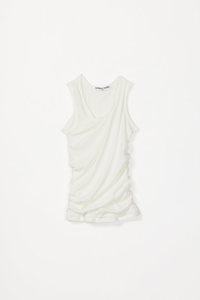 White Square Second Skin Twisted Tank Top