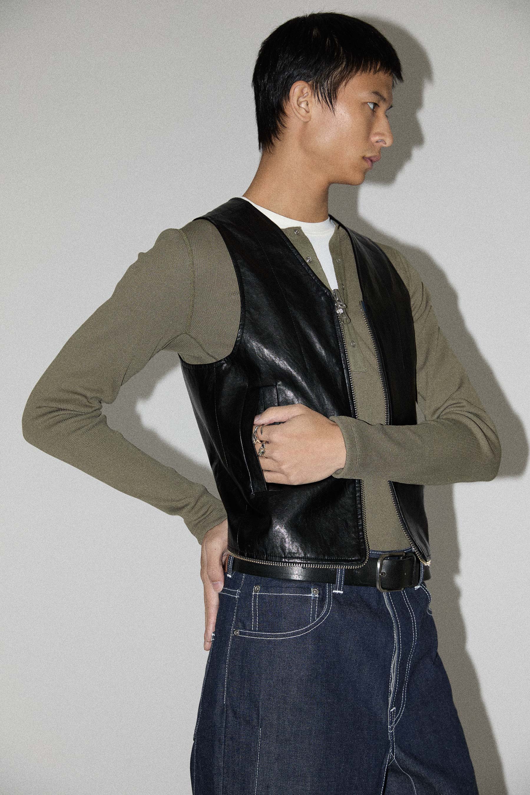 Black Alt-Leather Transform Bag Vest