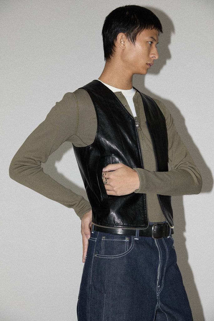Black Alt-Leather Transform Bag Vest