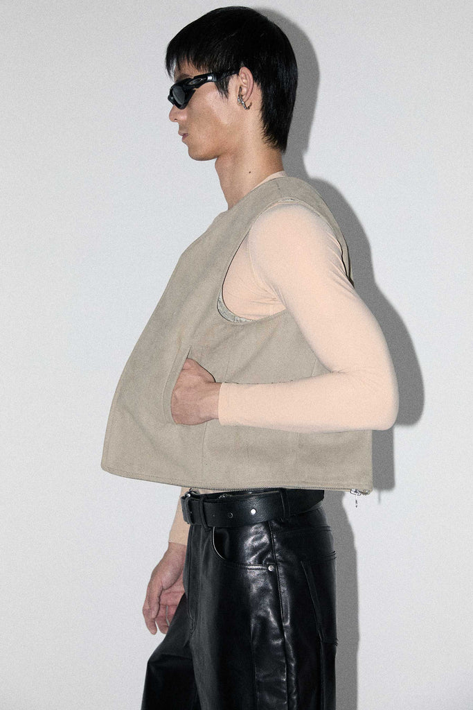 Beige INNOVERA™ Biofabricated Suede Transform Bag Vest