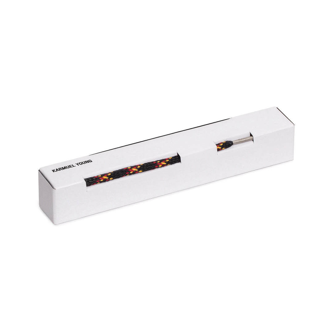 SL-810 <br>Waxed Shoelaces in 810mm<br>Black Check-pattern Flat Cord