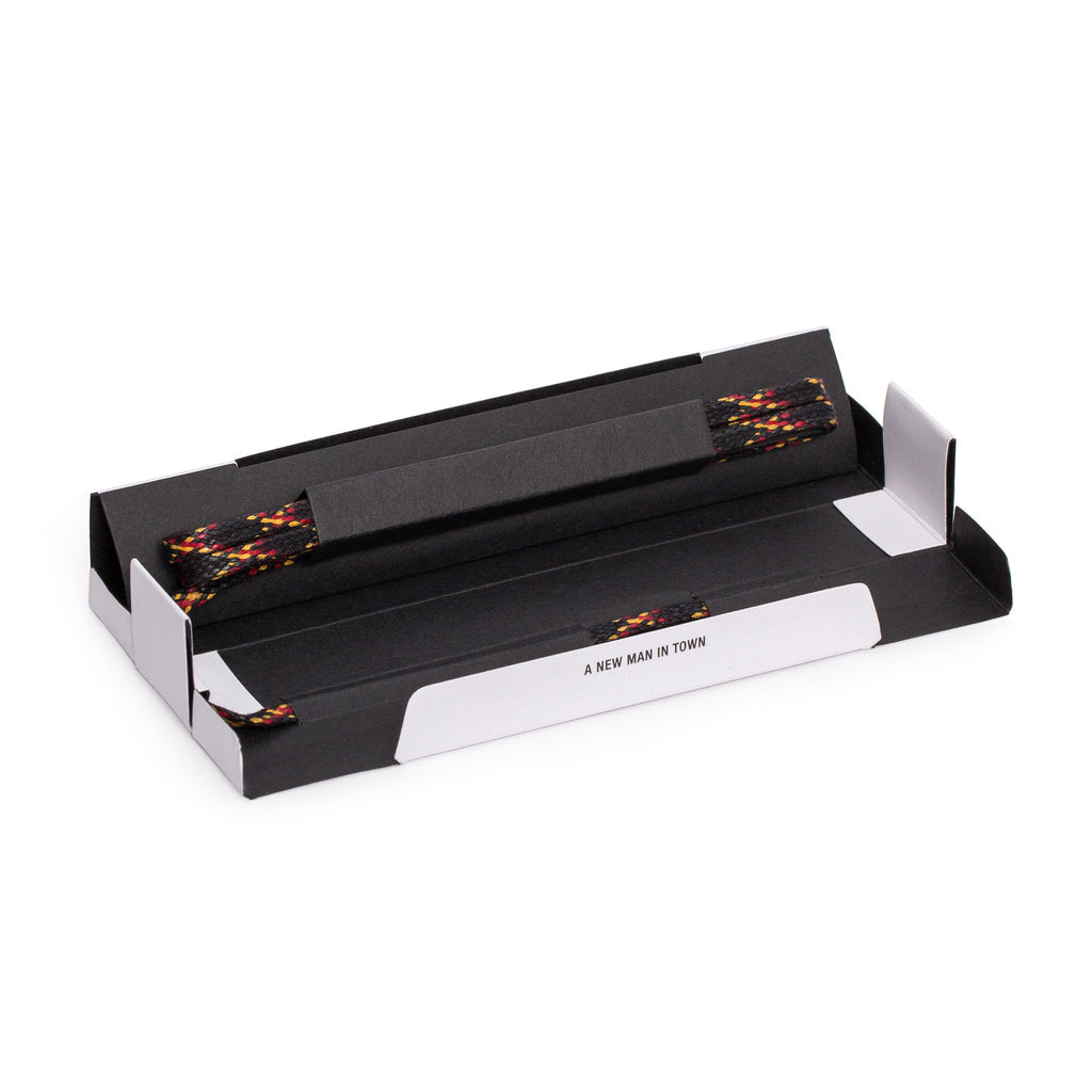 SL-810 <br>Waxed Shoelaces in 810mm<br>Black Check-pattern Flat Cord